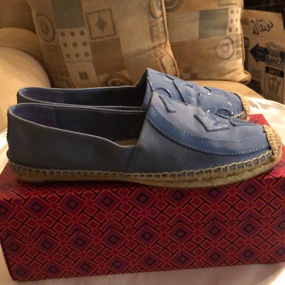 Tory Burch Blue Lonnie Flat Espadrilles Gently Use - Picture 3 of 8